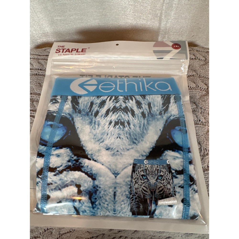NWT Ethika The Staple Fit Boxer Briefs Men's 2XL Blue snow White Leopard Print
